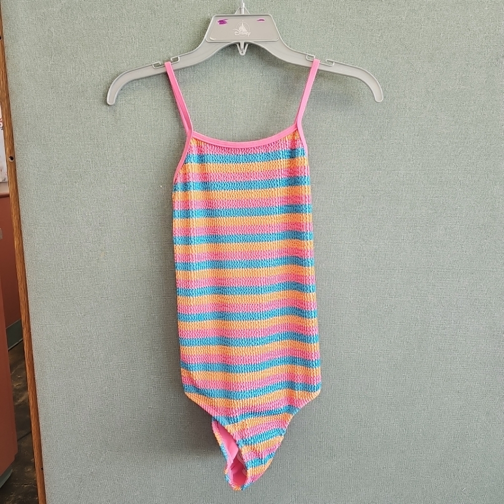 NWT Thereabouts Swimwear 1-piece Pink Stripe Swimsuit Girls Size XL (16)